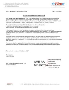 INTIME AUTHORIZATION CERTIFICATE FSPL